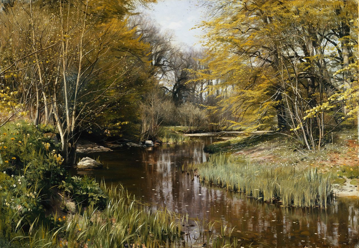 Ormanlık Bir Nehir Manzarası by Peder Monsted