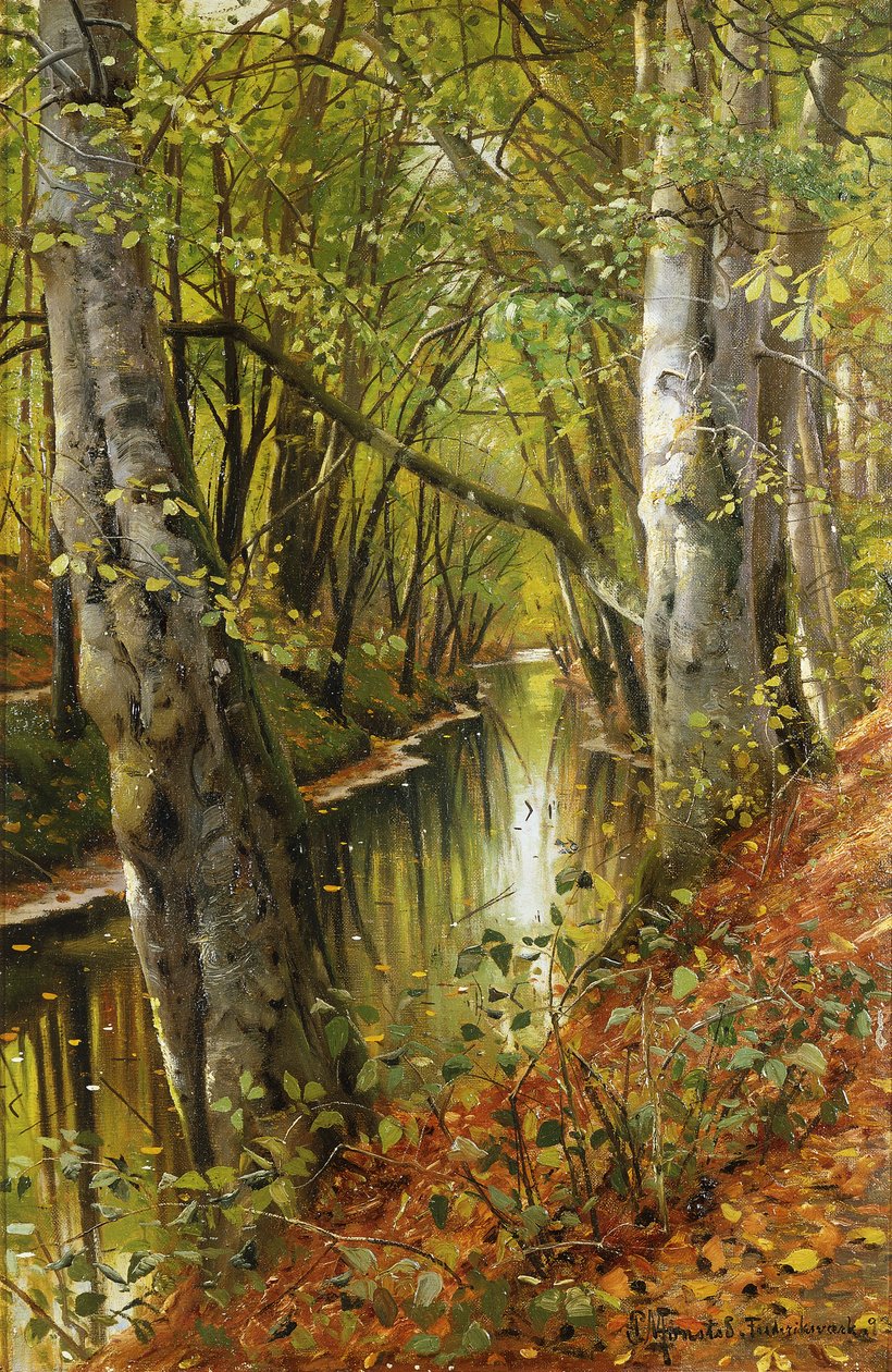 Ormanlık Bir Nehir Manzarası by Peder Monsted