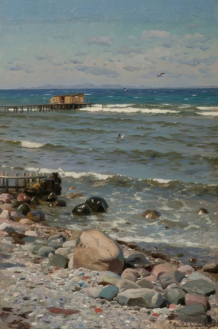 P.Mönsted, Am Strand by Peder Monsted