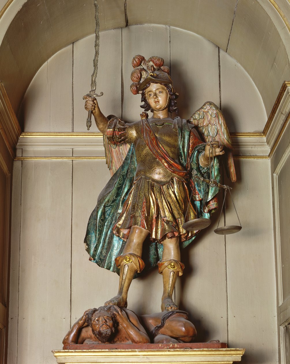 St. Michael the Archangel, 1658 (çok renkli ahşap) by Pedro Roldan