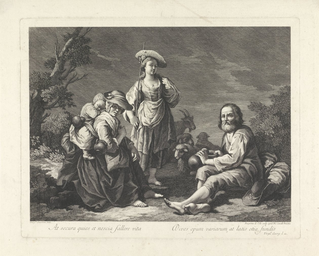 Bir manzara içinde çoban ailesi by Pellegrino dal Colle