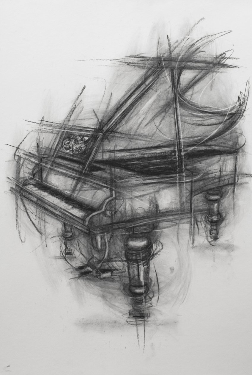 Kuyruklu Piyano, 2005 (kağıt üzerinde kömür) by Penny Warden