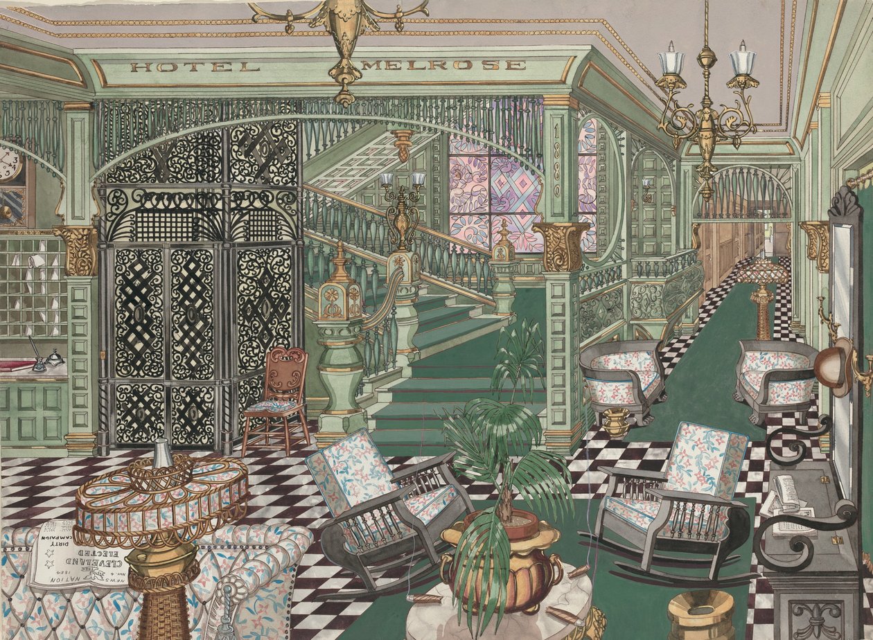 Melrose Otel Lobisi, 1880, c. 1947. by Perkins Harnly