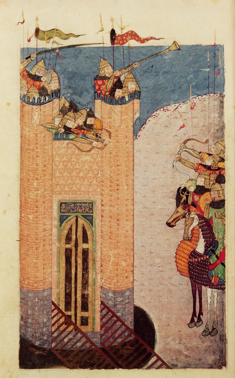 Ms 7926 206 f.149 Bir kaleyi kuşatan Moğollar, c.1252-60 by Persian School