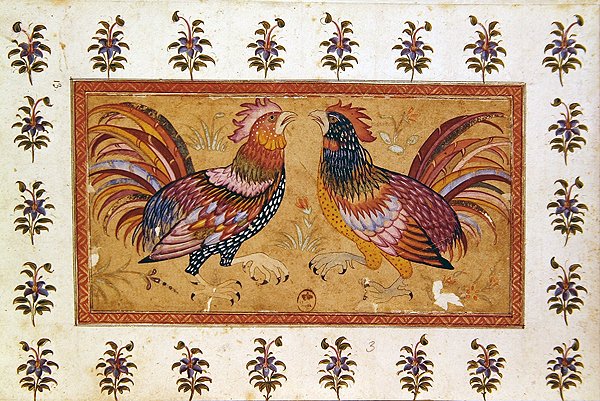 Horoz Dövüşü (kağıt üzerinde guaj) by Persian School