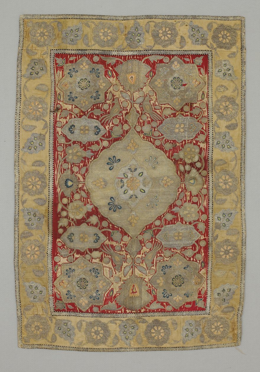 Panel--gül spreyi üzerinde papağan tekrarı by Persian School