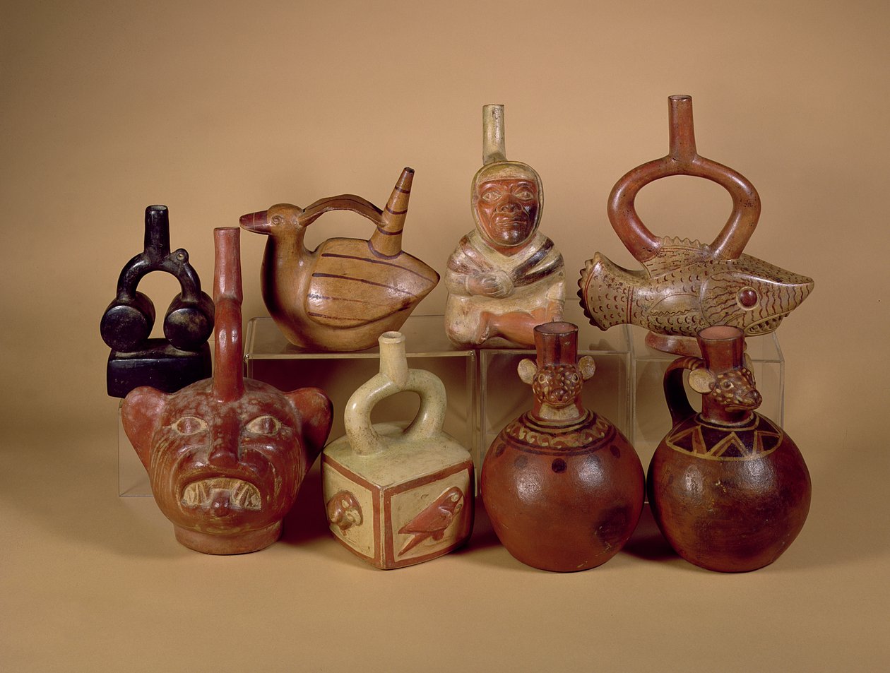 Mochica Üzengi Kapları, MS 100-400 civarı (seramik) by Peruvian School