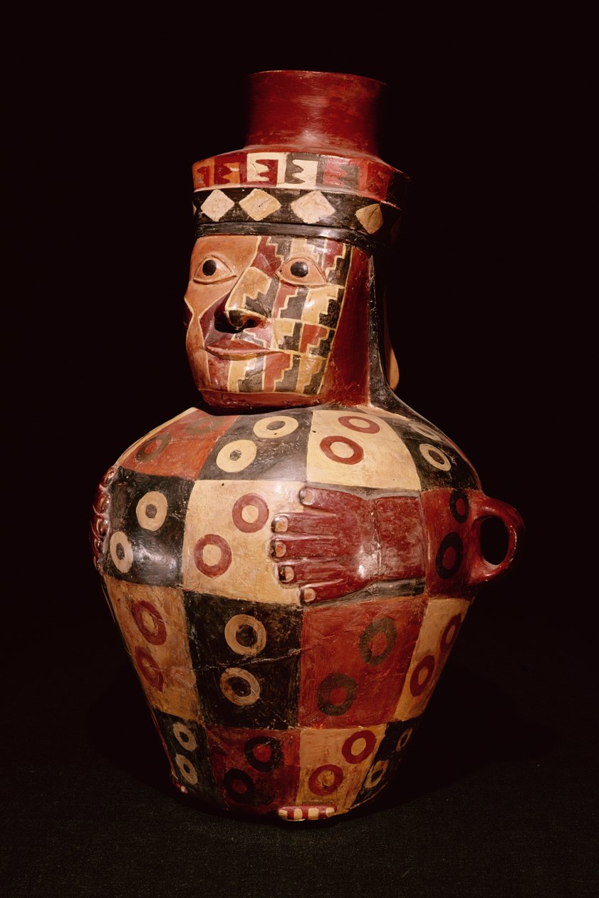 Effigy kavanozu, Kıyı Tiahuanaco stili, Fundo Pacheco, Rio Grande de Nazca, Peru (çömlek) by Peruvian School
