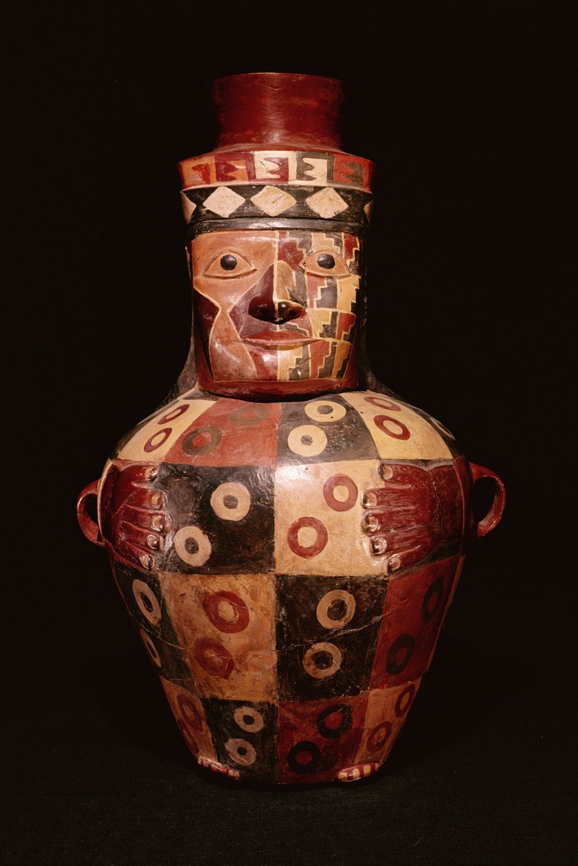Effigy kavanozu, Kıyı Tiahuanaco stili, Fundo Pacheco, Rio Grande de Nazca, Peru (çömlek) by Peruvian School