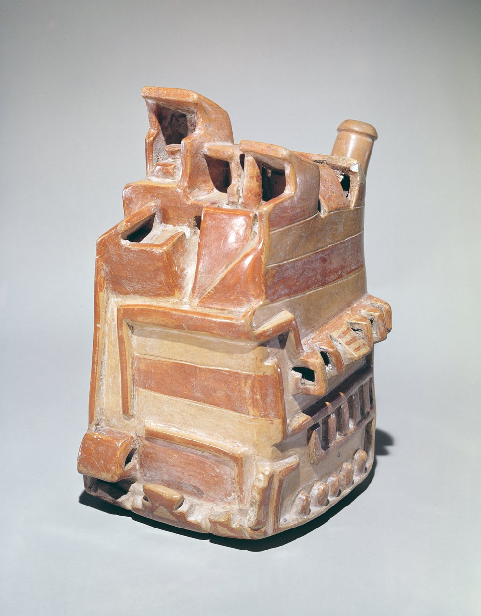 Bir yapı şeklinde kap, Mochica (seramik) by Peruvian School