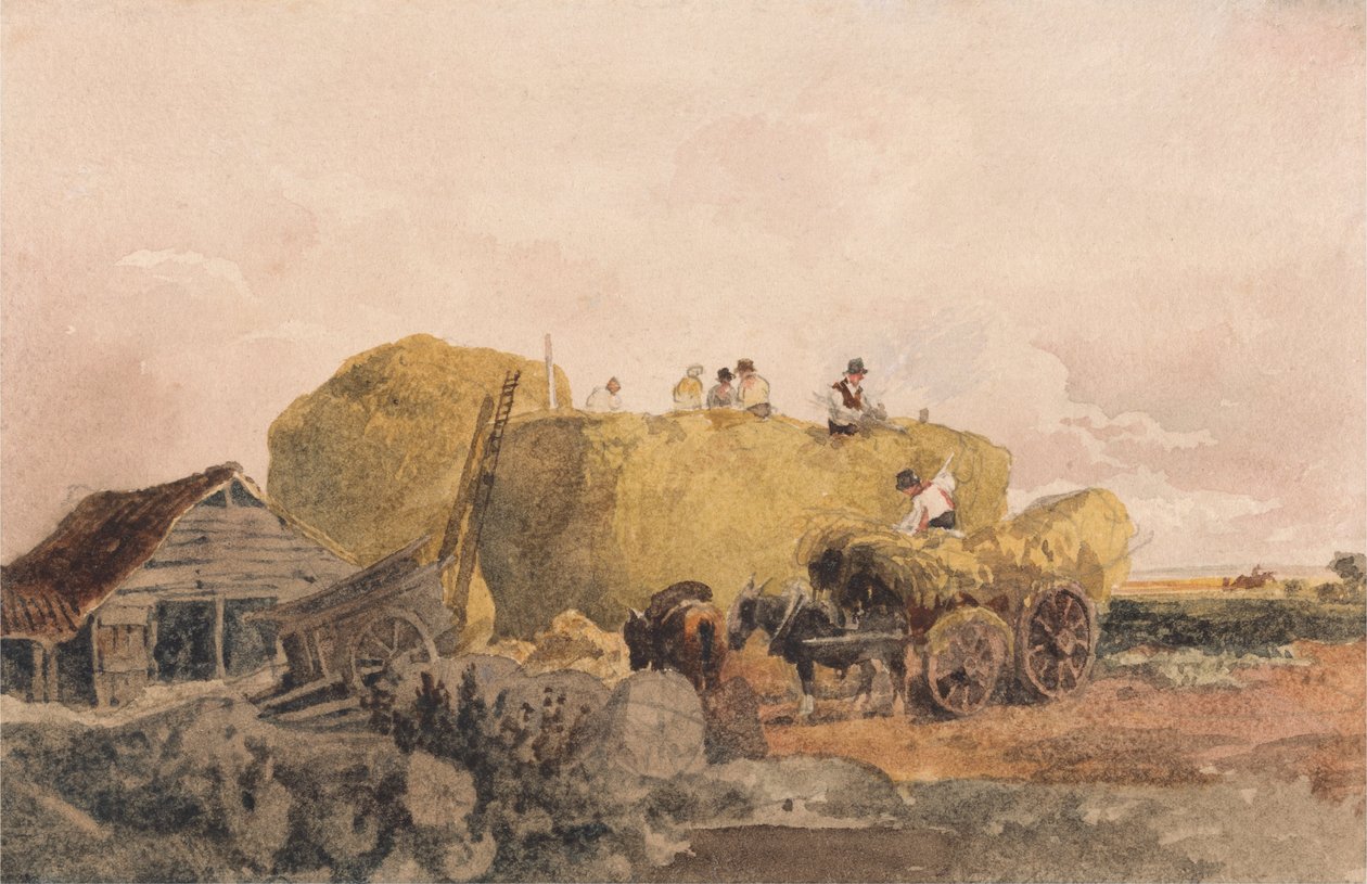 Hayrick inşa etmek by Peter de Wint
