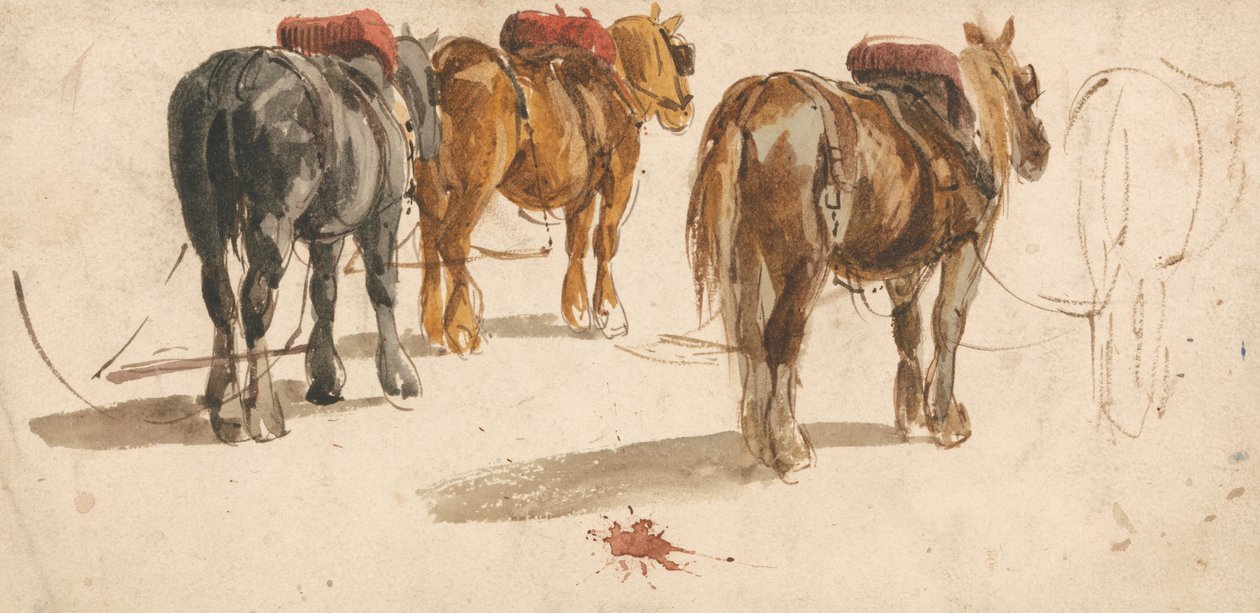 İzlerde Üç Araba-At by Peter de Wint