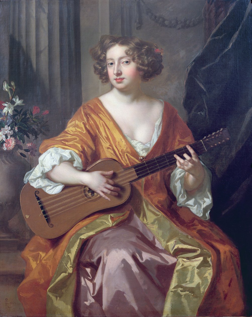II. Charles'ın metresi Bayan Moll Davies'in portresi, Jean Baptiste Monnoyer tarafından boyanmış çiçekler (1636-69) by Peter Lely