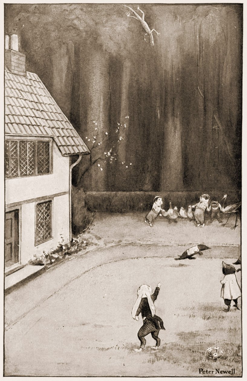 Onu çitin yanında yakala, Lewis Carrolls Alices Adventures in Wonderland için illüstrasyon, 1901 by Peter Newell