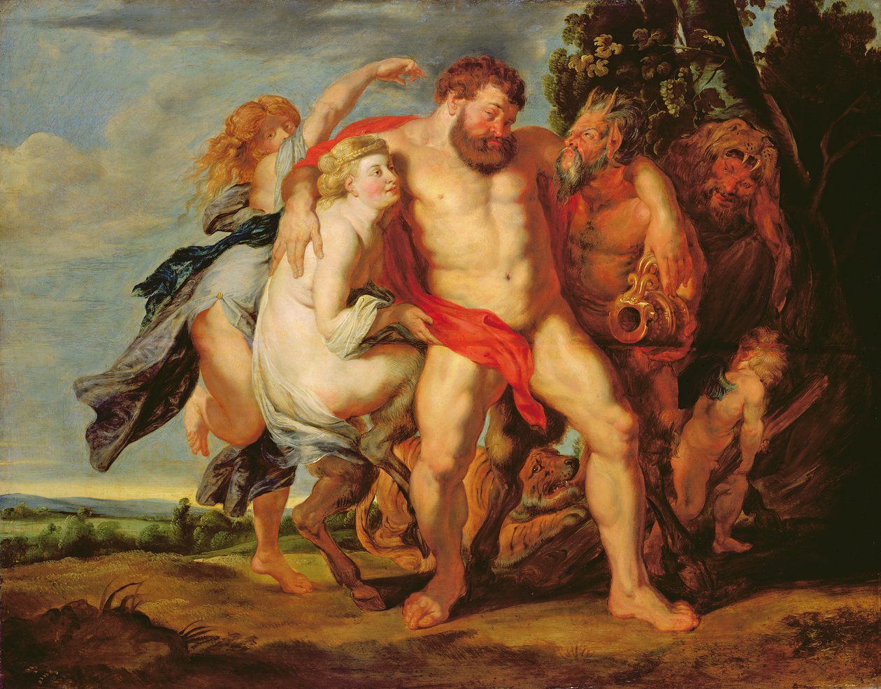 Sarhoş Herkül (meşe üzerine yağ) by Peter Paul studio of Rubens