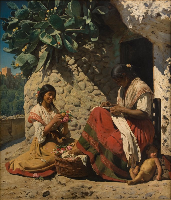Evlerinin dışında iki çingene kadın by Peder Severin Krøyer