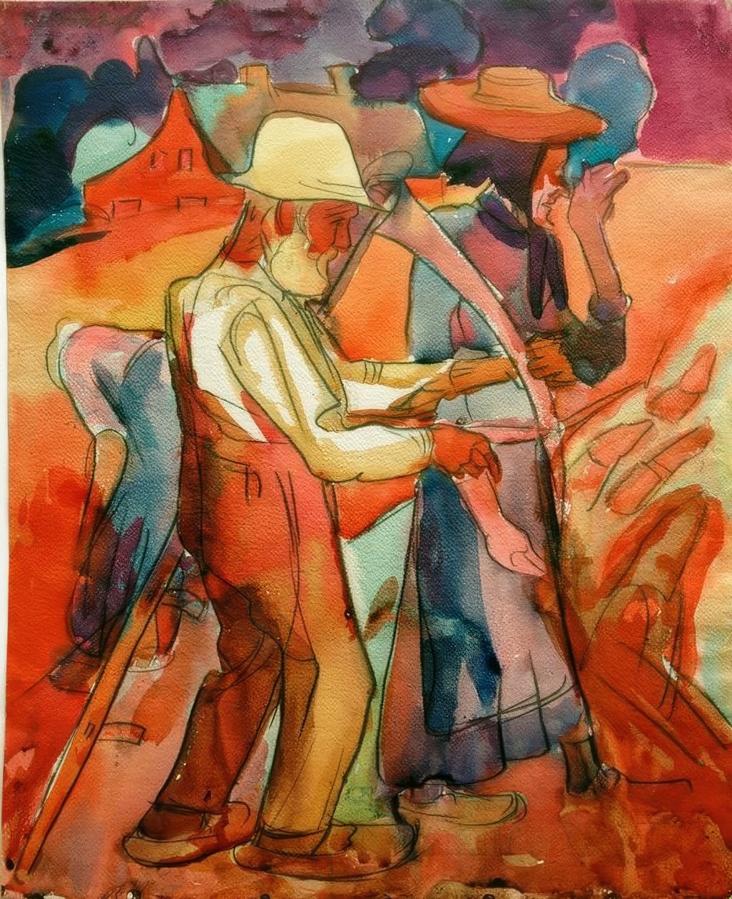 Ebeveynler çavdar alanında by Peter August Böckstiegel