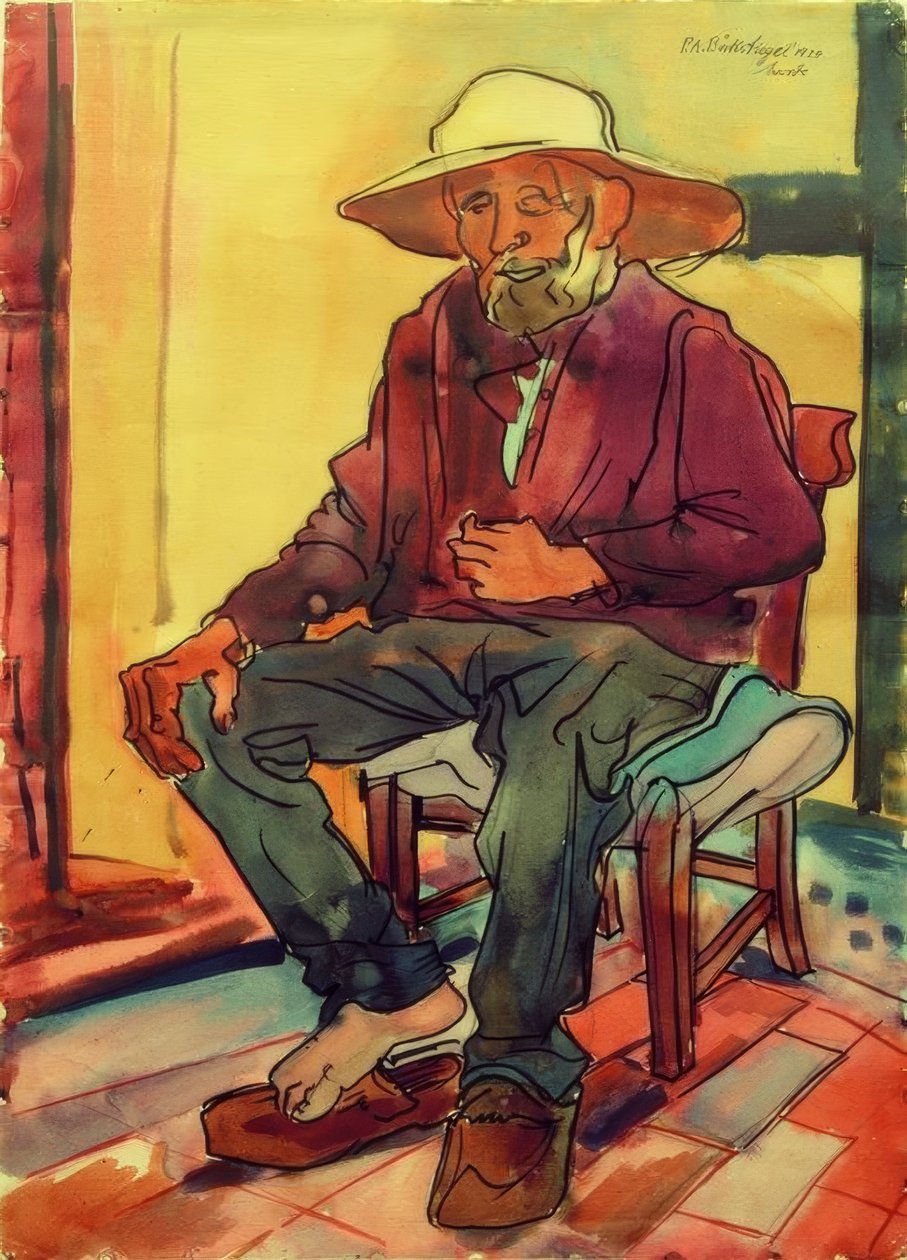 Westphalian çiftçi dinlenme (Thorlümke) by Peter August Böckstiegel