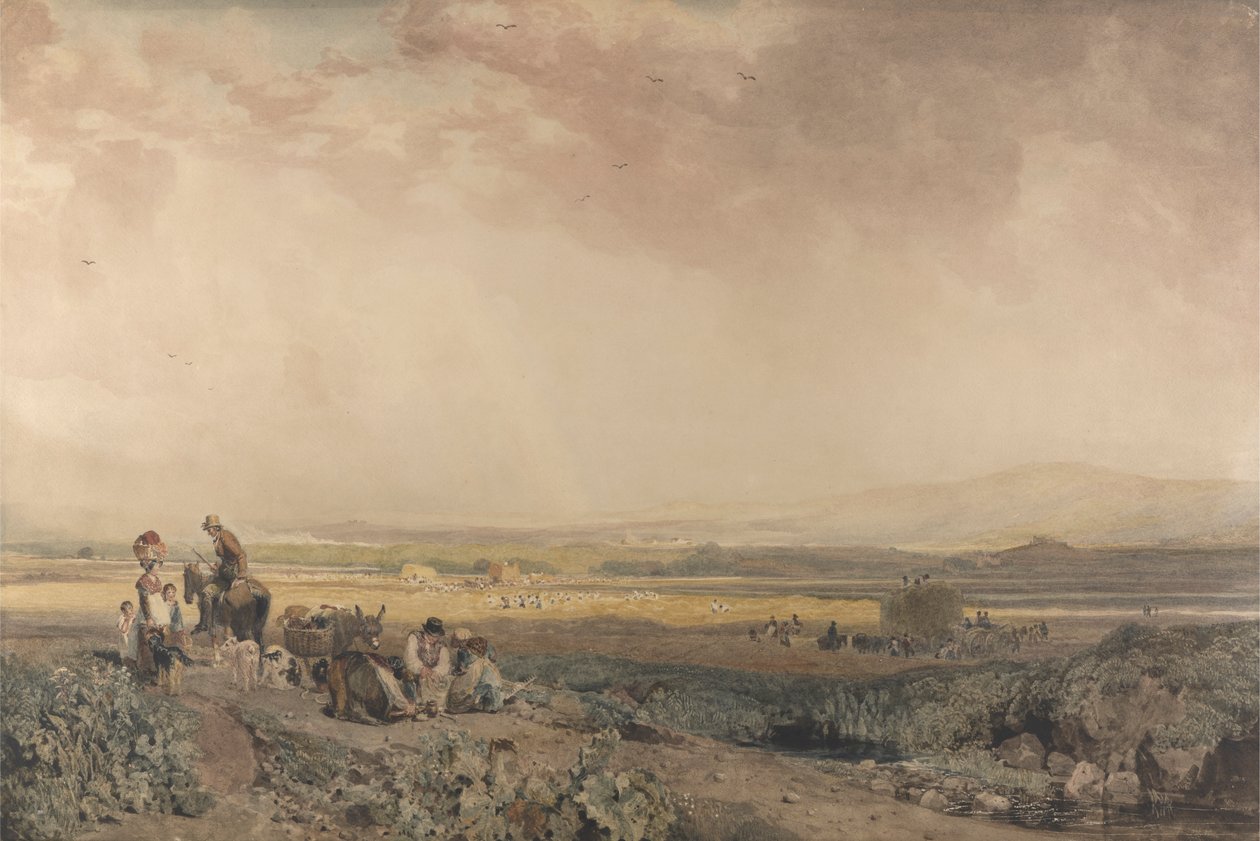 Sussex'te Peyzajda Biçerdöverler by Peter DeWint