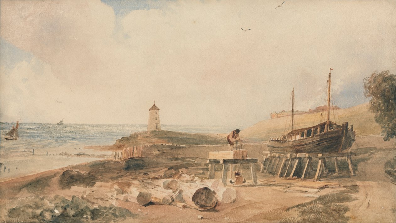Yorkshire Sahili'nde gemi yapımı by Peter DeWint