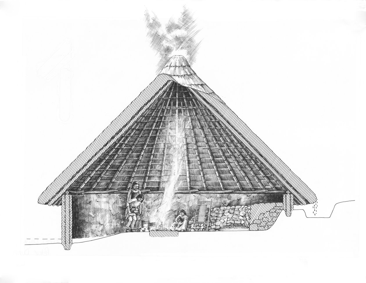 Bronz Çağı yuvarlak ev by Peter Dunn