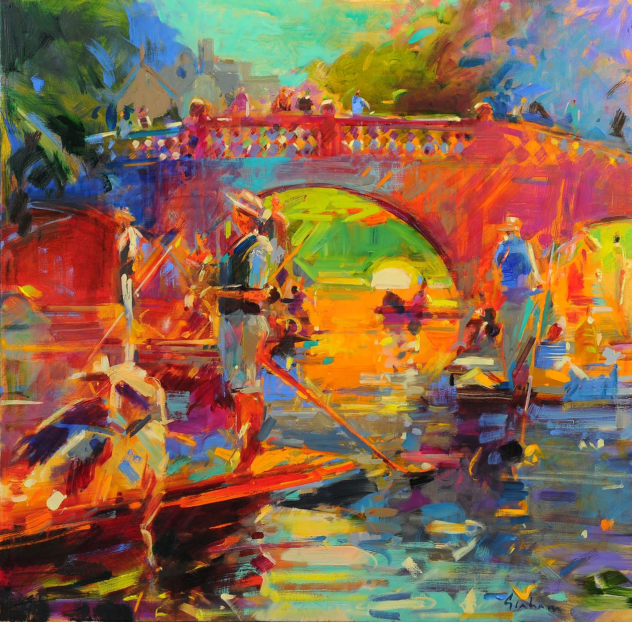 Punts, Clare Köprüsü by Peter Graham (Contemporary)