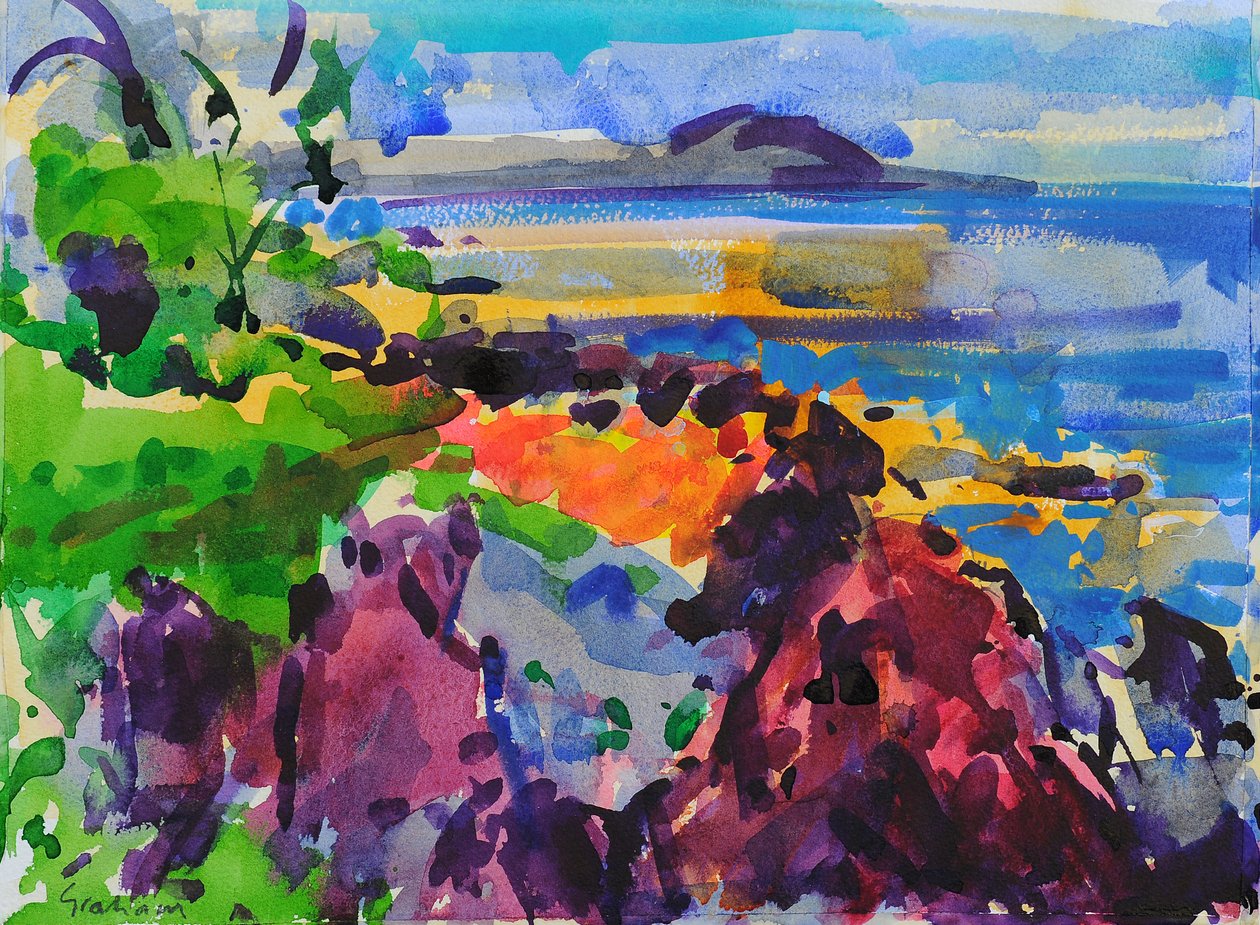 Maui Kayalıkları, 2023 (suluboya) by Peter Graham