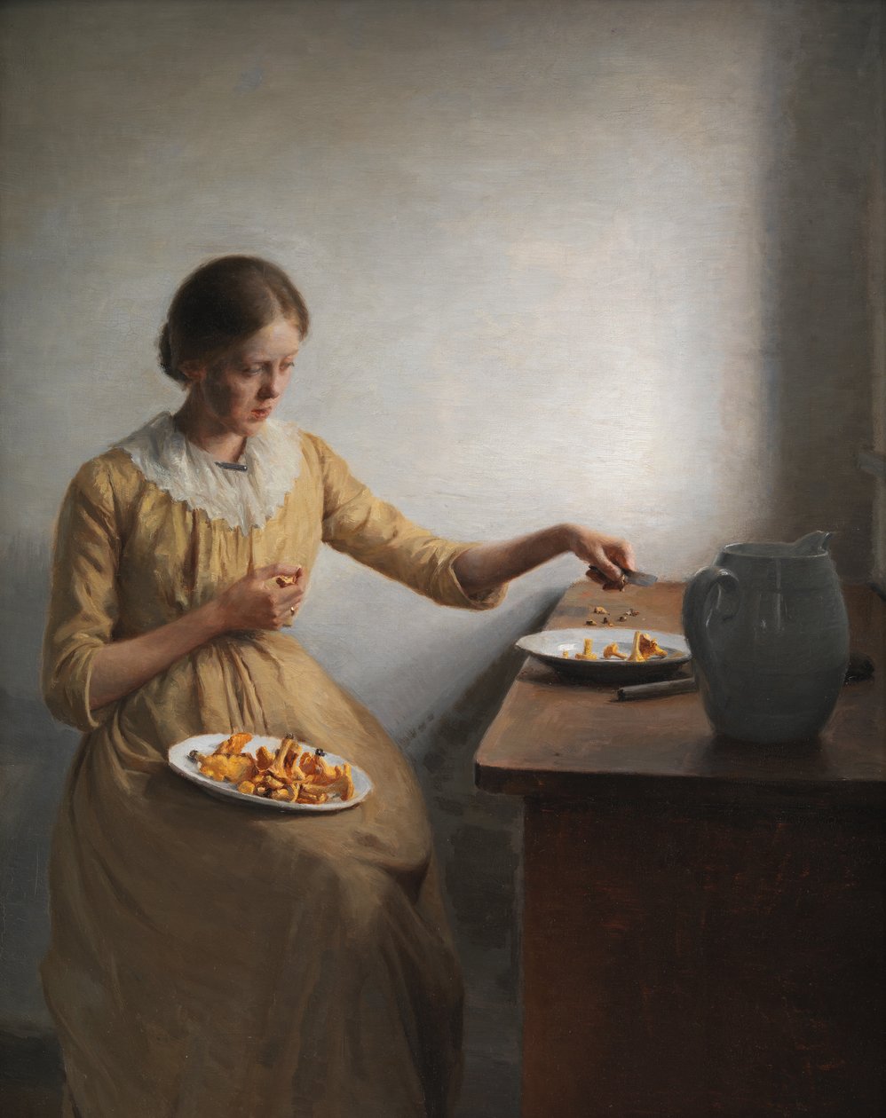 Chanterelles Hazırlayan Genç Bir Kız by Peter Vilhelm Ilsted