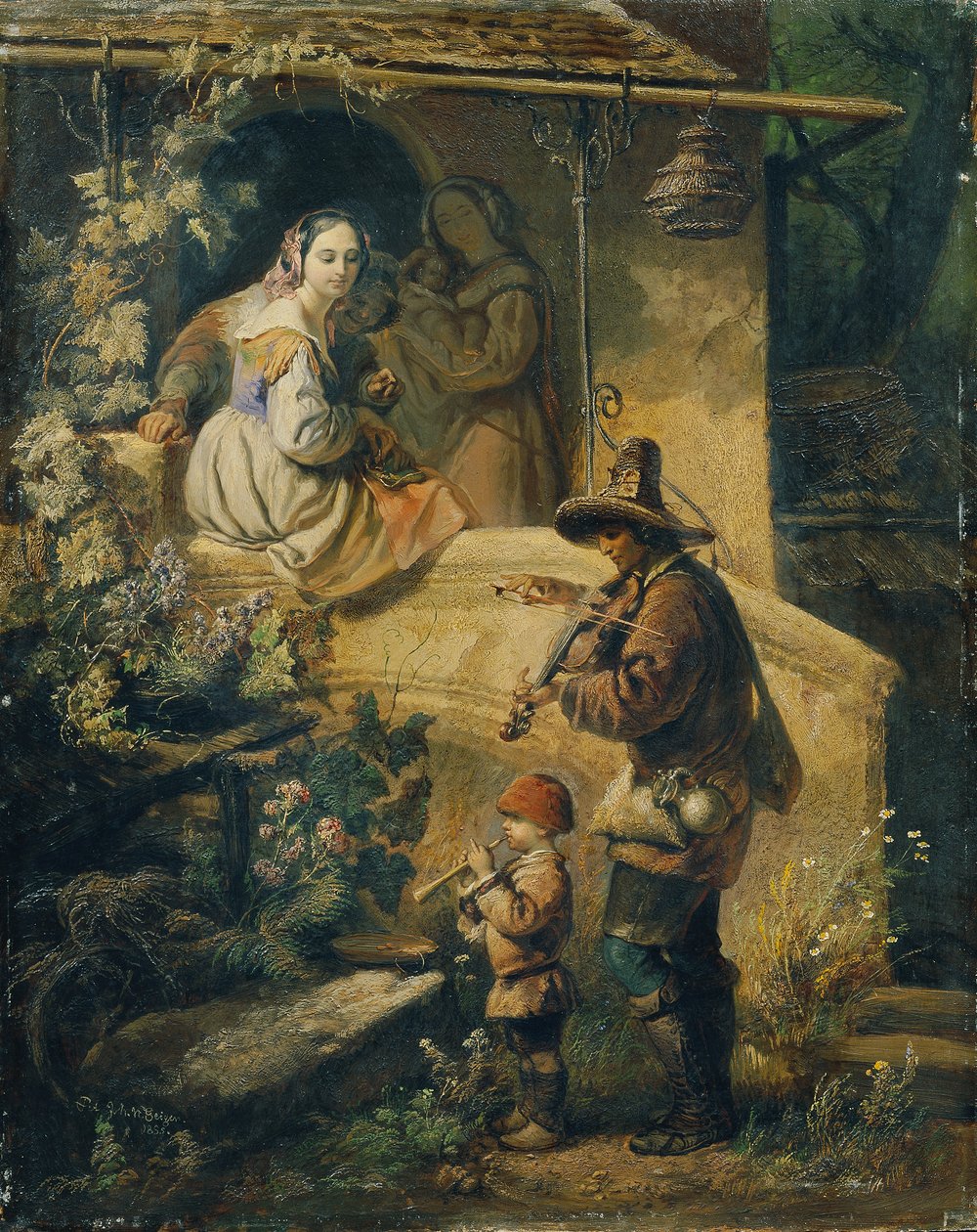 Idylle (İtalyan dilenci müzisyenler) by Peter Johann Nepomuk Geiger