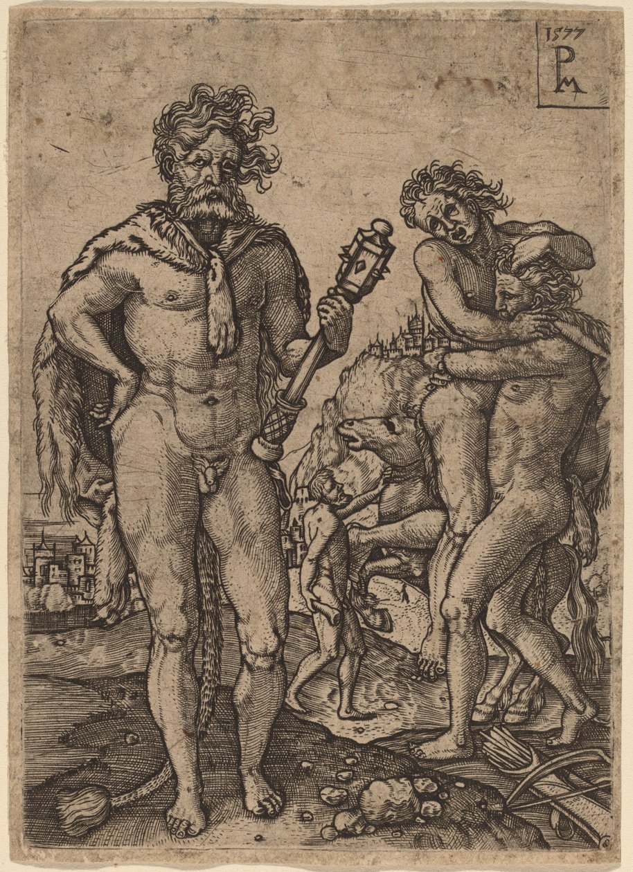 Herkül ve Anteus by Peter Maes after Heinrich Aldegrever