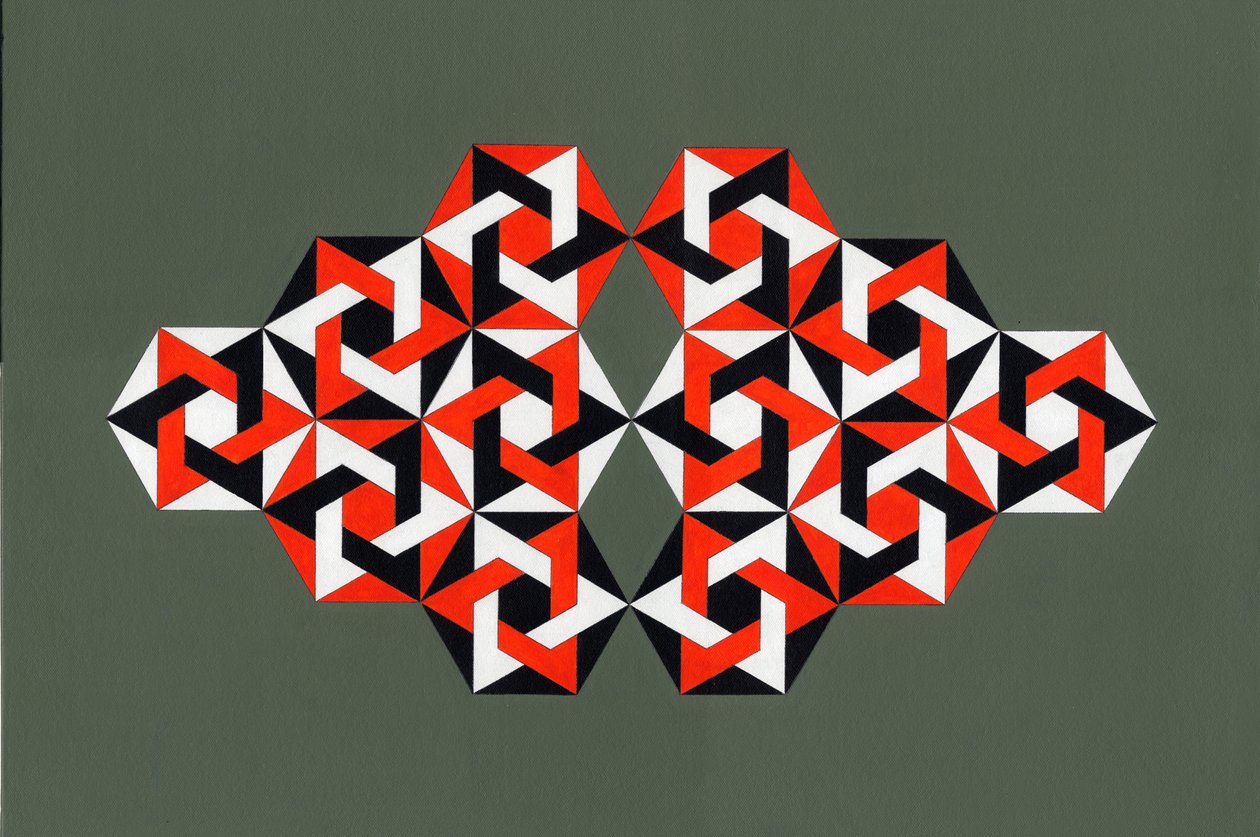 Heksagramlar, 2009 (tuval üzerine akrilik) by Peter McClure