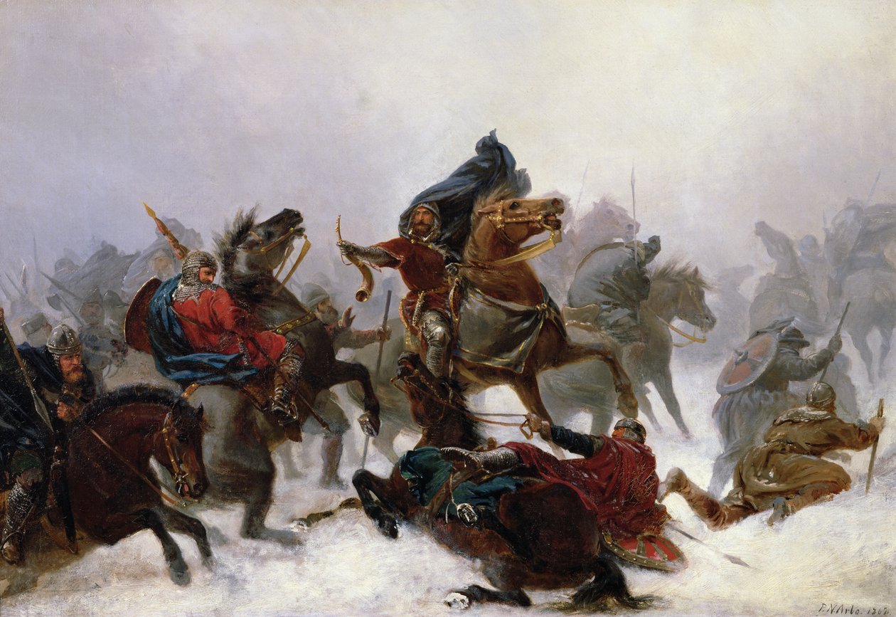 Kral Sverre kaçar by Peter Nicolai Arbo