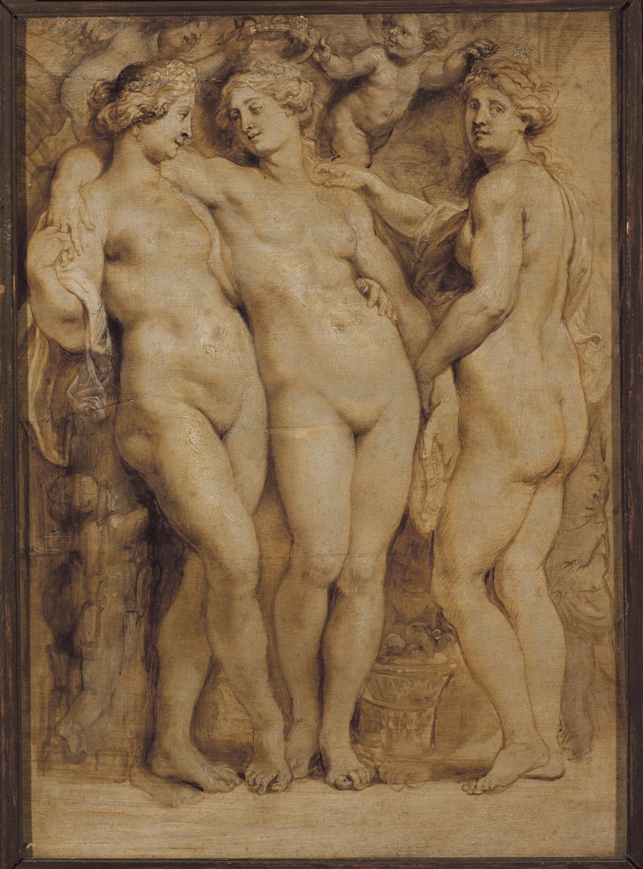 Üç lütuf ( Tek renkli resim by Peter Paul Rubens