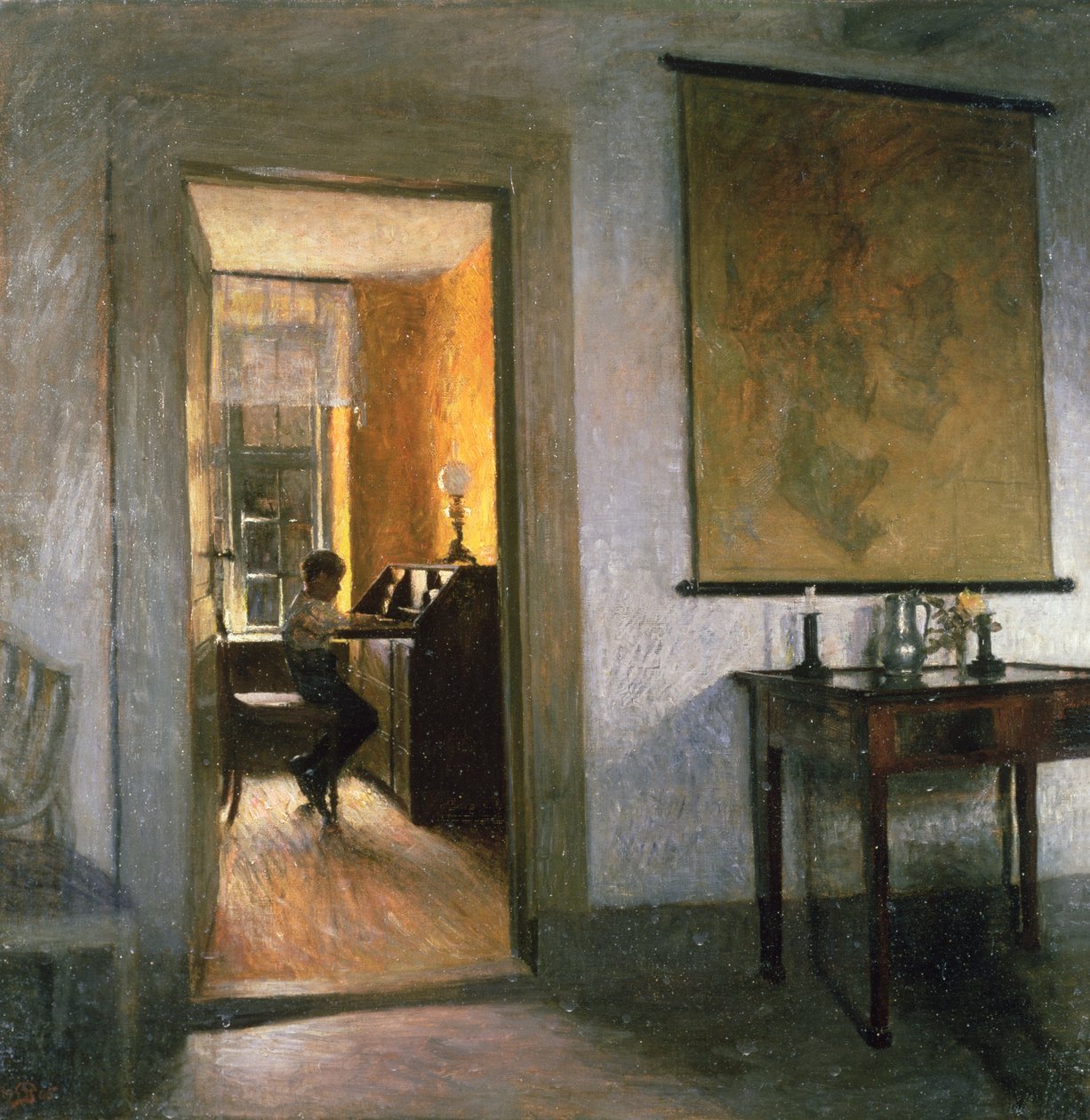 çocuk, okuyor by Peter Vilhelm Ilsted