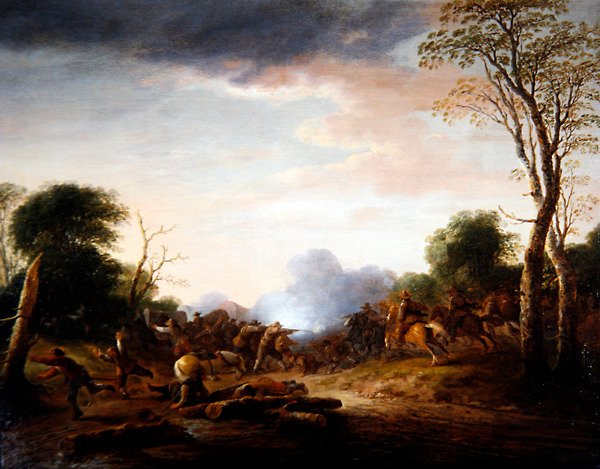 Ormanlık Bir Peyzajda Bir Pusu by Peter de Bloot