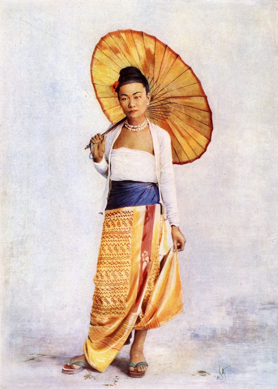 Bir Birmanyalı bayan, 1900 dolayları (albüm baskıdan sonra renkli lito) by Philip Adolphe Klier