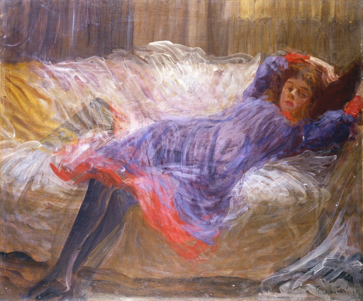 Kanepede Uzanmış Kız by Philip Wilson Steer