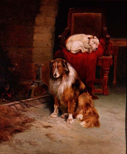 şöminenin yanında by Philip Eustace Stretton
