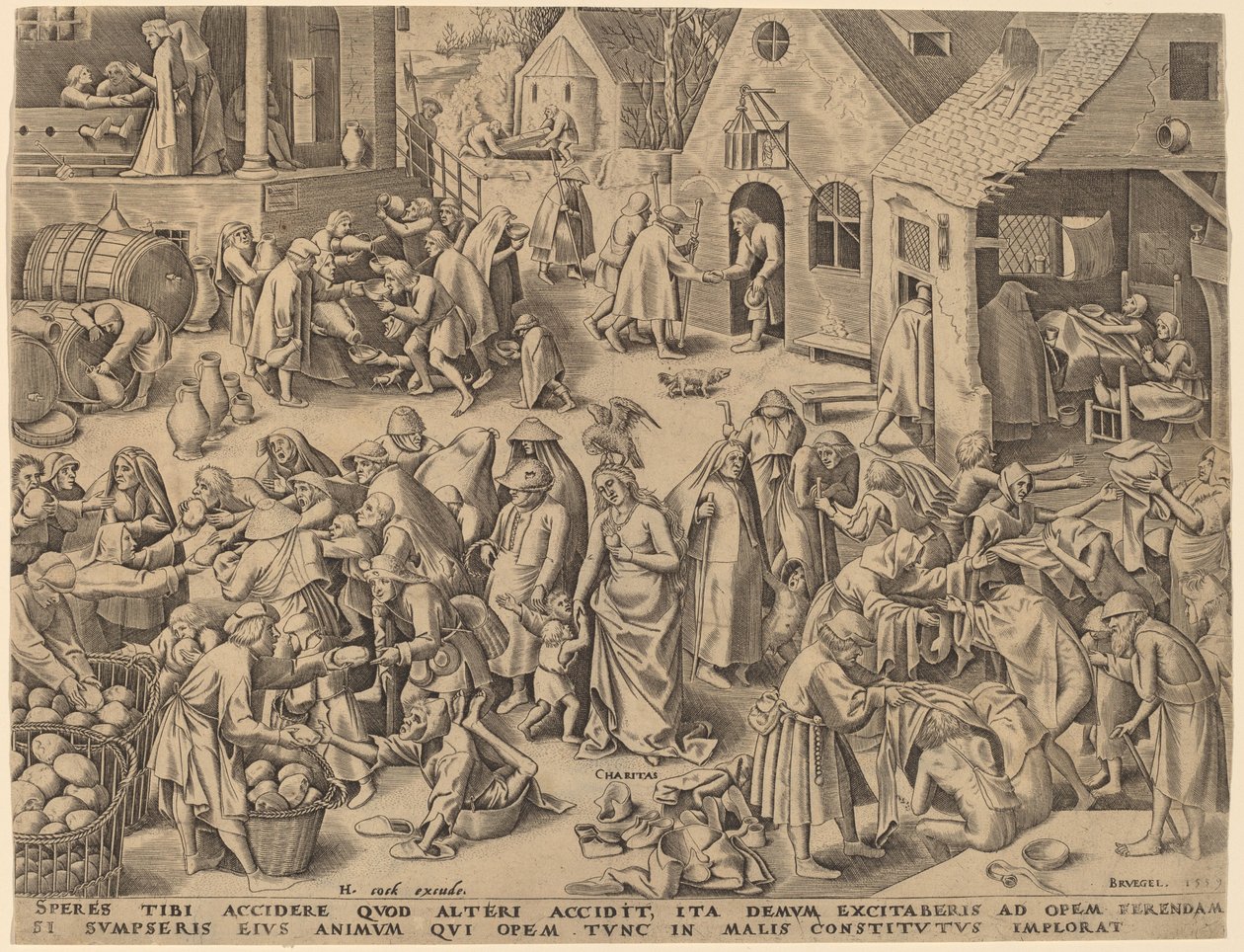 Hayırseverlik [rekto] by Philip Galle after Pieter Bruegel the Elder