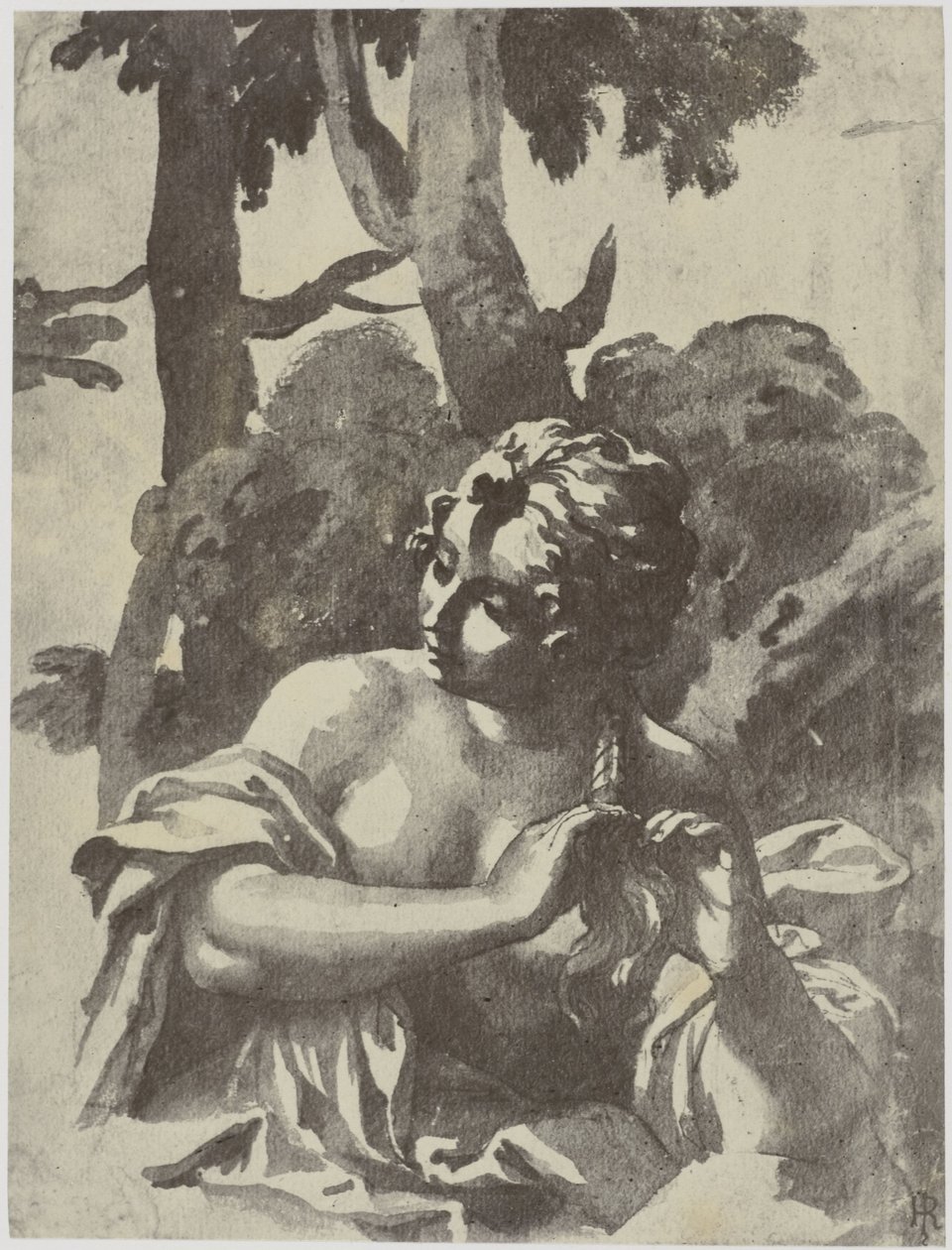 Netscher, Saçlarını Örten Bir Kız by Philip Henry Delamotte