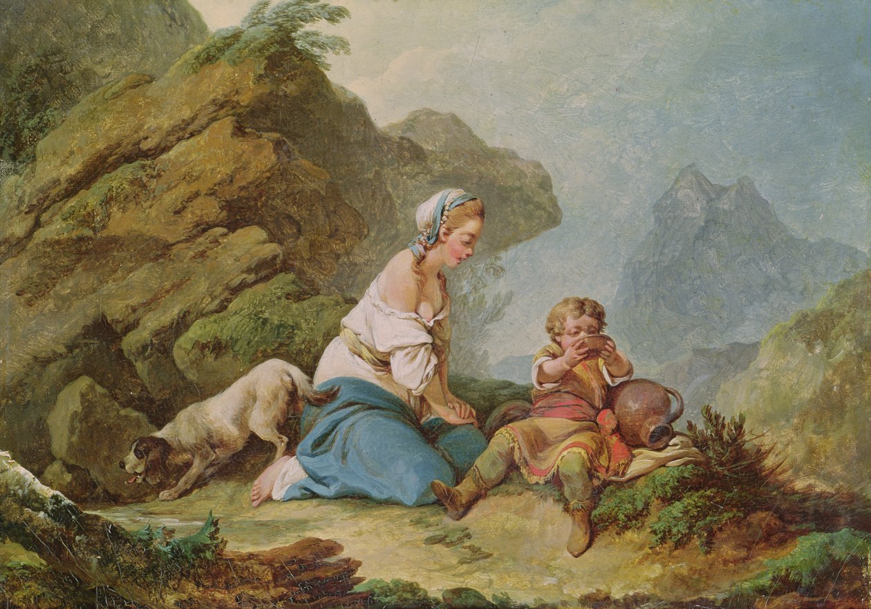 Hacer oğlunun içtiğini izliyor by Philippe Jacques de Loutherbourg