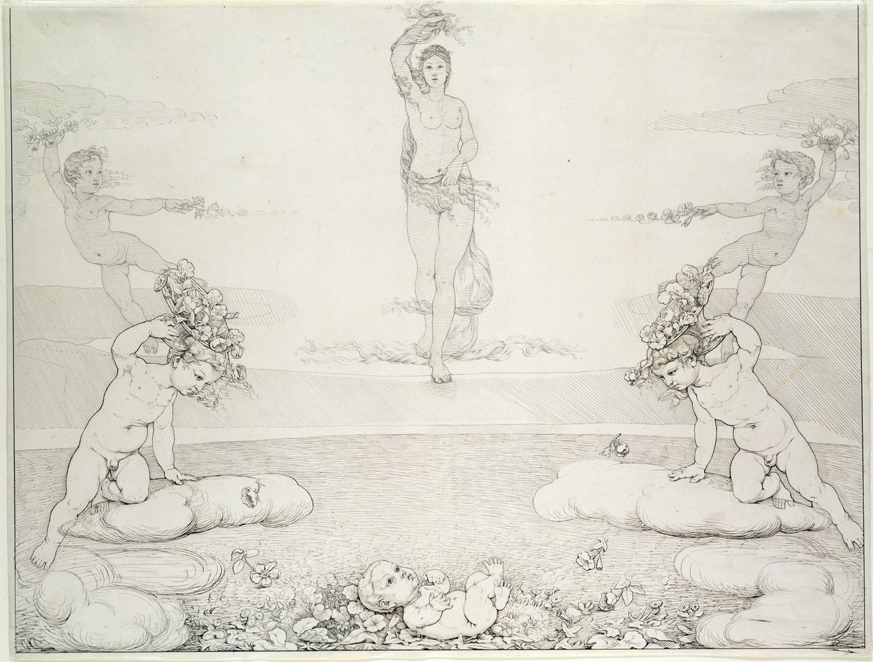 Sabah, 1807-08 (kalem ve kağıt üzerinde yıkama) by Philipp Otto Runge
