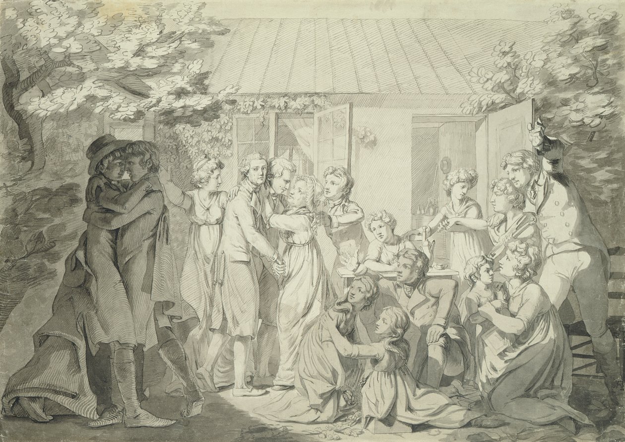 Oğlun Eve Dönüşü, 180001 (kağıt üzerinde kalem ve mürekkep) by Philipp Otto Runge