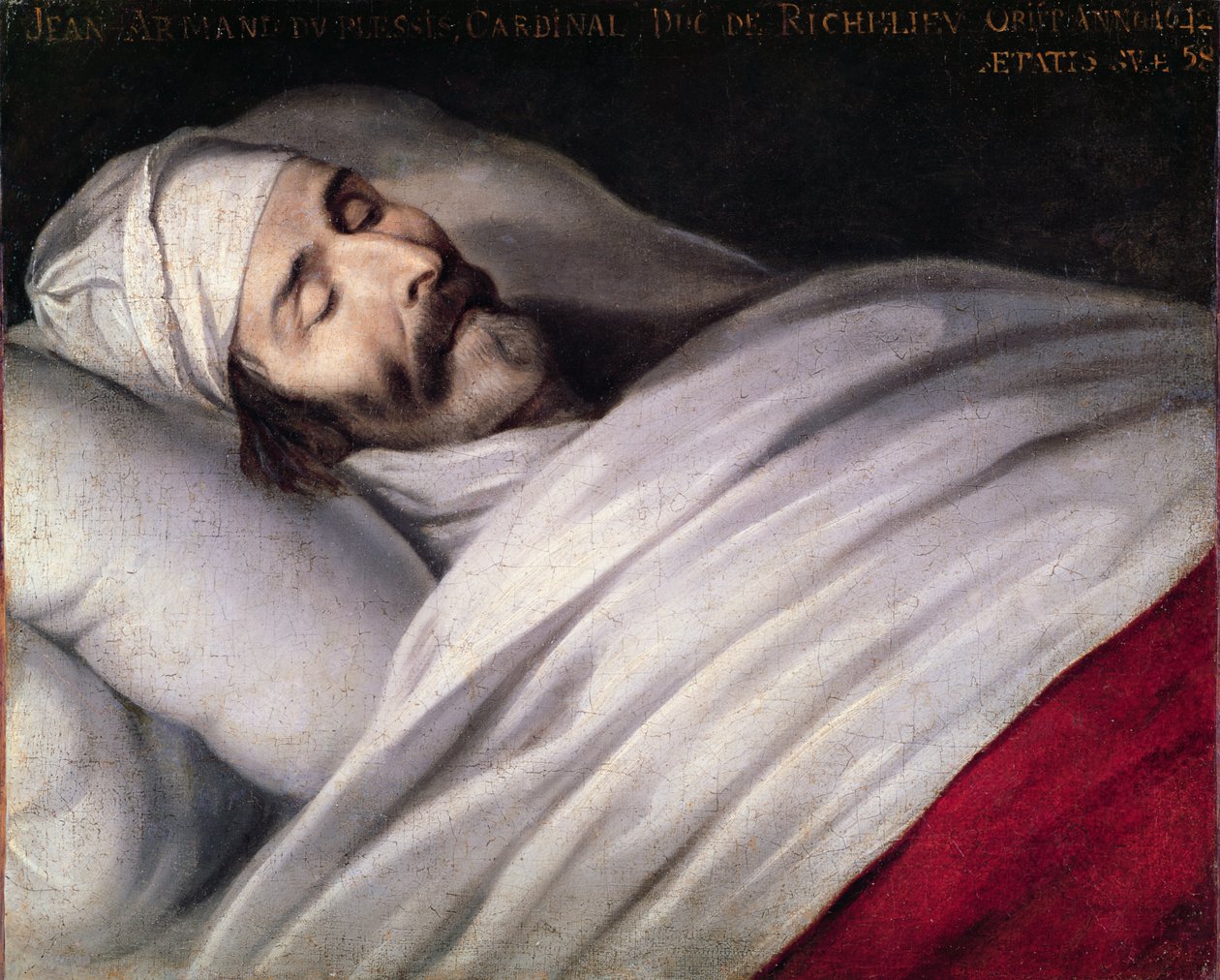 Kardinal Richelieu (1585-1642) ölüm döşeğinde by Philippe de Champaigne