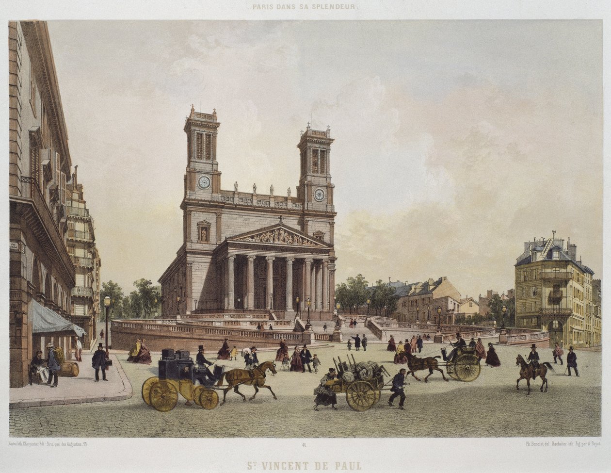 Saint Vincent de Paul Kilisesi, Paris, Henri Charpentier tarafından yayınlanan, Charles Claude Bachelier tarafından oyulmuş (fl.1830-60) 1861 by Philippe Benoist