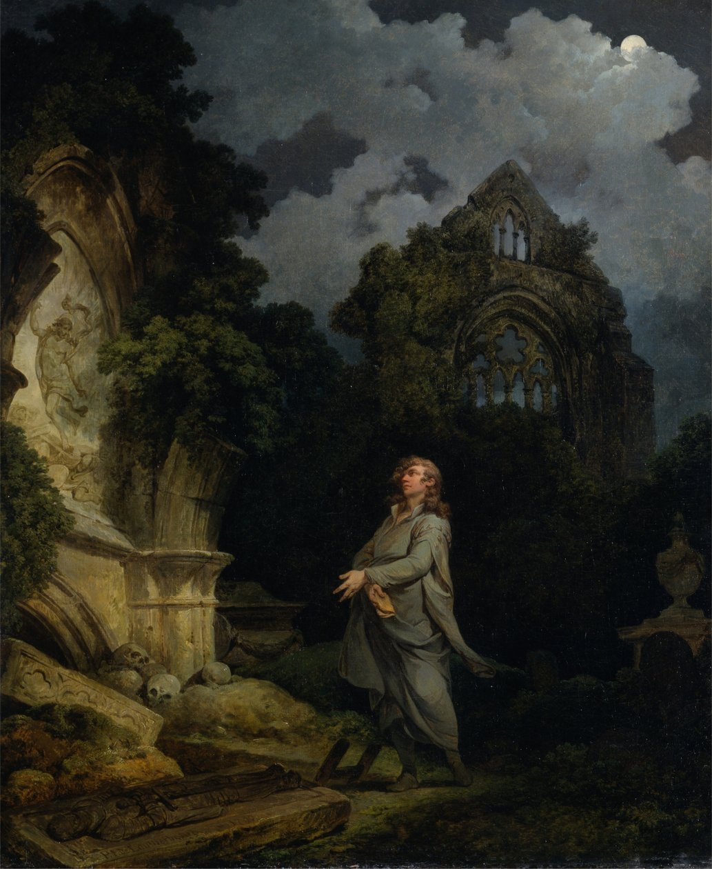Mehtaplı bir kilise bahçesine ziyaretçi by Philippe Jacques de Loutherbourg