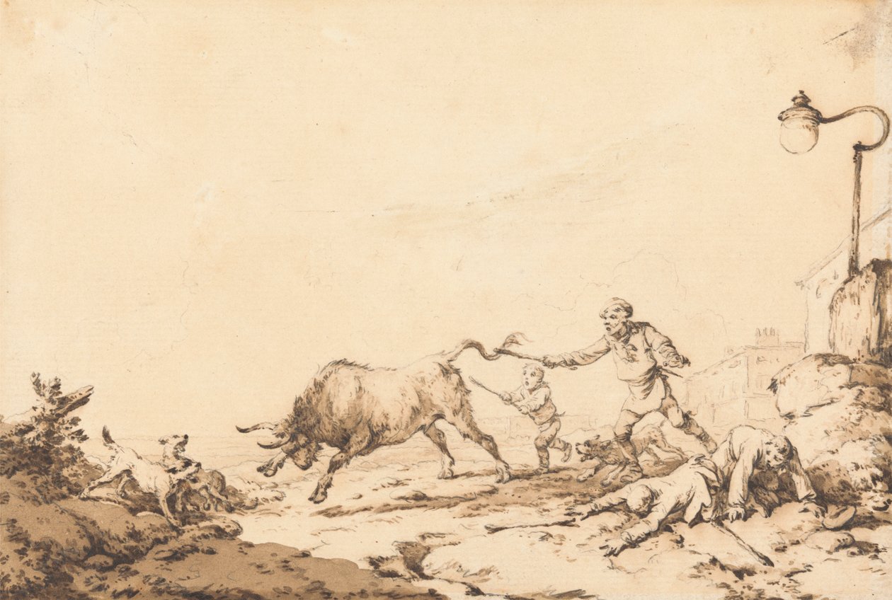 Bir Boğa Şarjı by Philippe Jacques de Loutherbourg