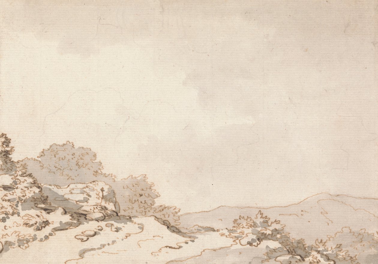 Bir Tepenin Üzerinde Bir Yol by Philippe Jacques de Loutherbourg