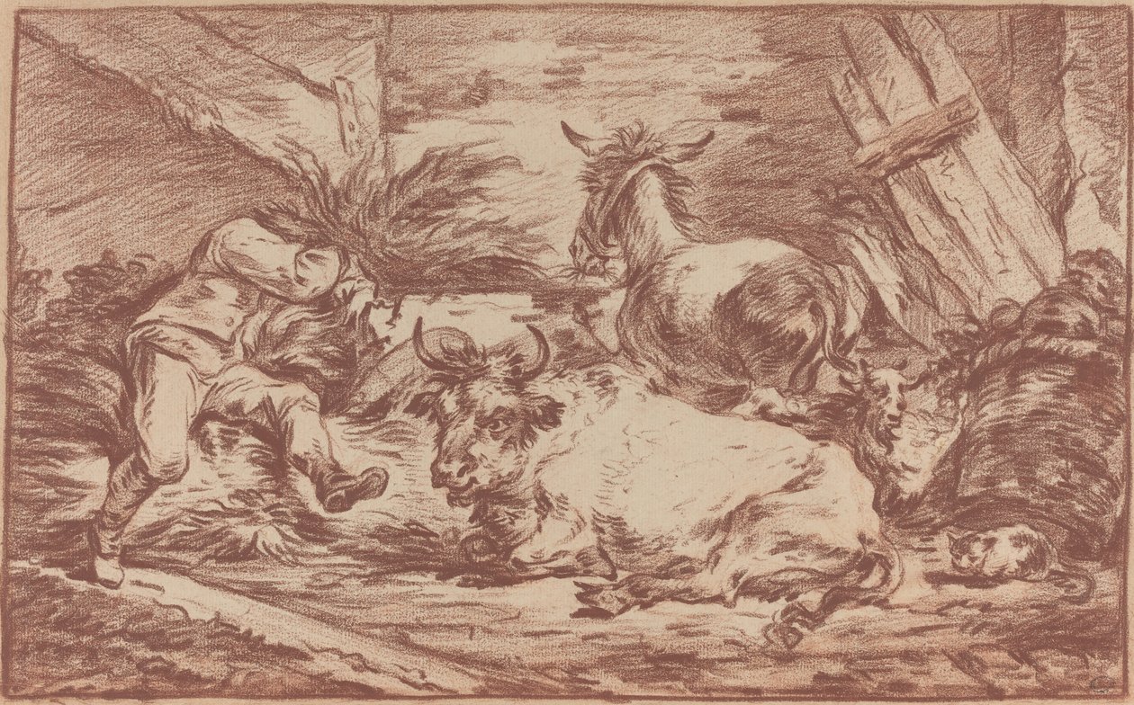 Ahırdaki Hayvanlar by Philippe Jacques de Loutherbourg II