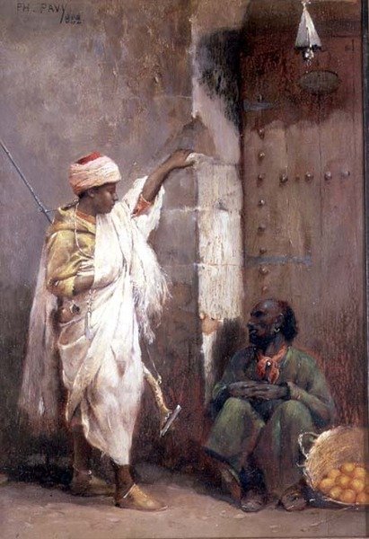 Bir savaşçı ile bir portakal satıcısı by Philippe Pavy
